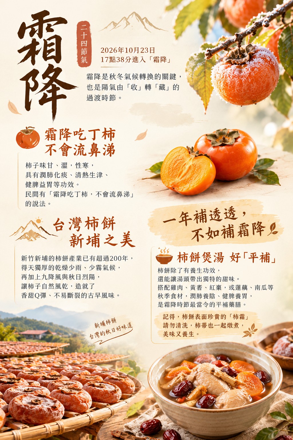 霜降吃丁柿，不會流鼻涕